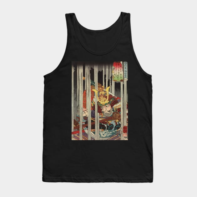 Samurais Fighting In Rain - Antique Japanese Ukiyo-e Woodblock Print Tank Top by Click Here For More